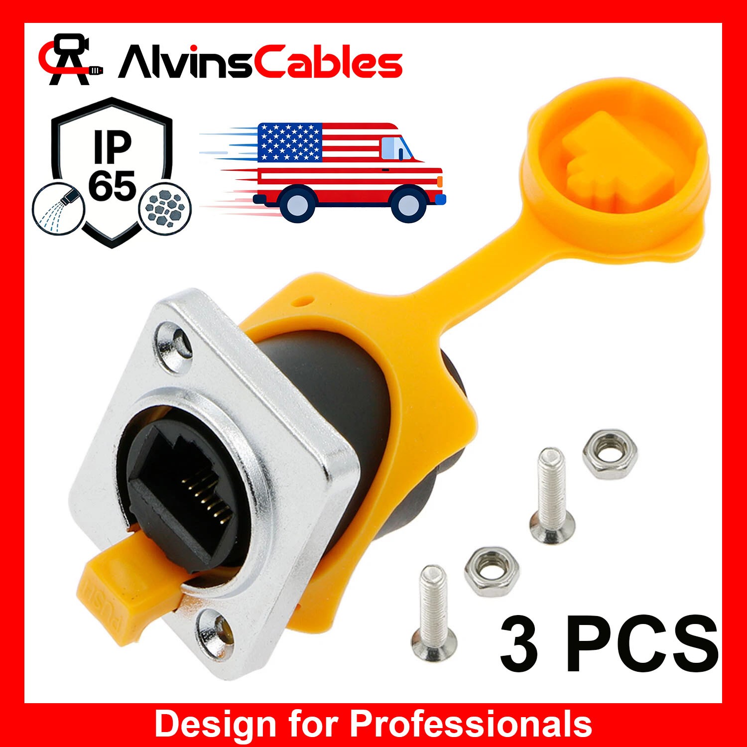 3Pcs RJ45 Waterproof Sockets Connector IP65 Ethernet Panel Mount RJ45 Connector