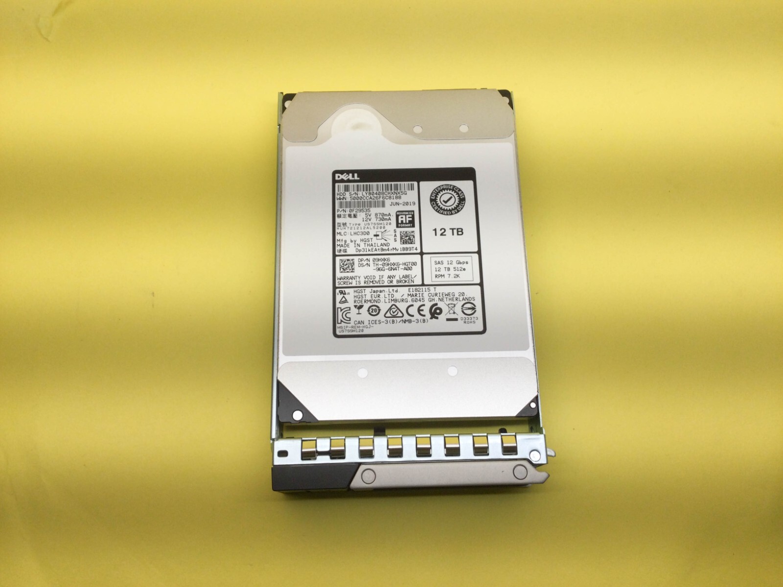 9HXK6 DELL 12TB 7.2K SAS 12Gb/s 3.5in 512e HDD 09HXK6 HGST HUH721212AL5200