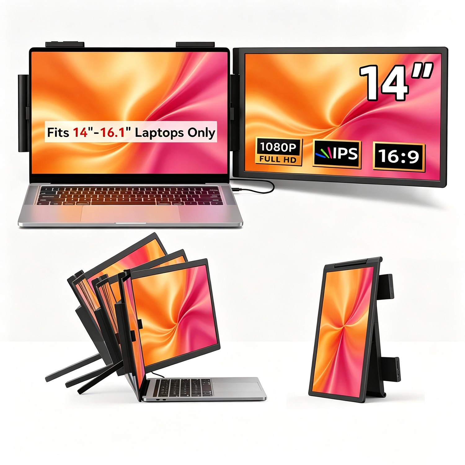 UPERFECT 14 Inch FHD Portable Monitor Laptop Screen Extension 1920x1080 USB C