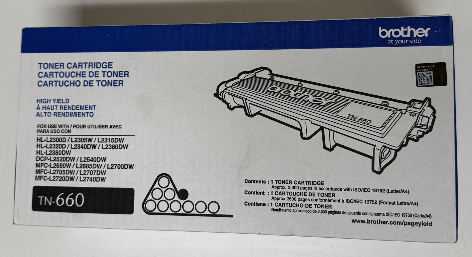 Brother TN660 Genuine Original Black Laser Toner Cartridge 