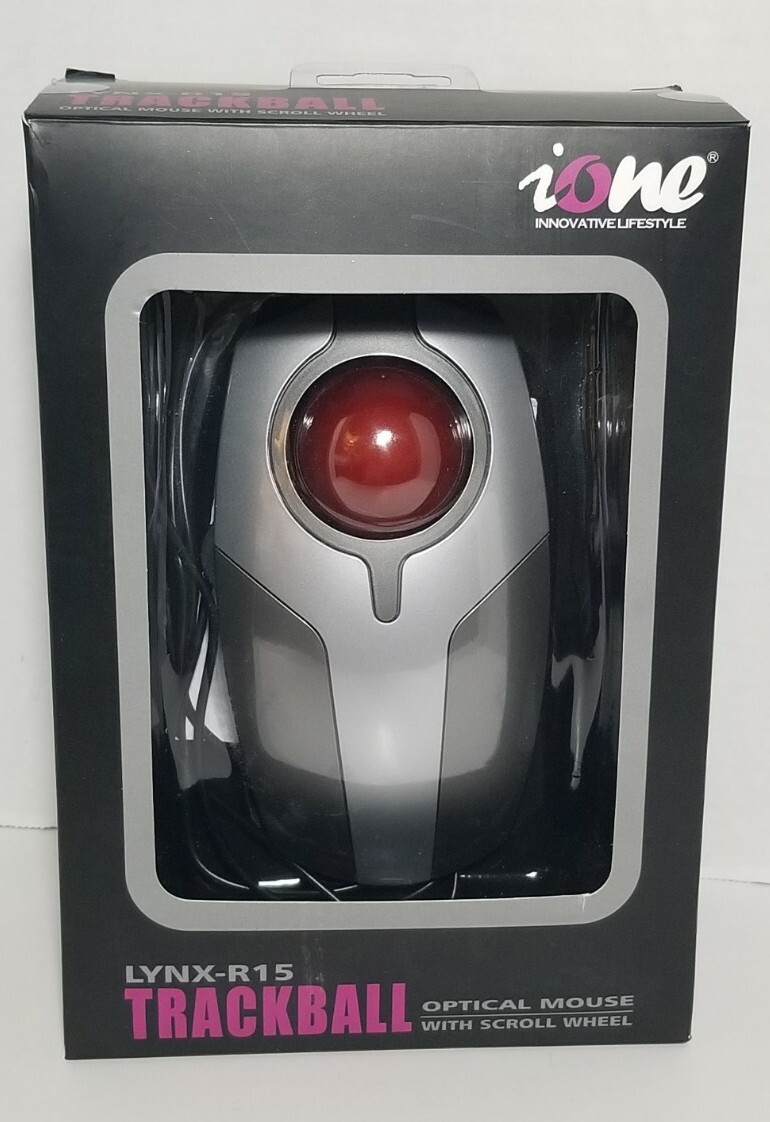 ione LYNX -15 Trackball Optical Mouse Scroll Wheel Windows 2000 Vista XP 7 Large