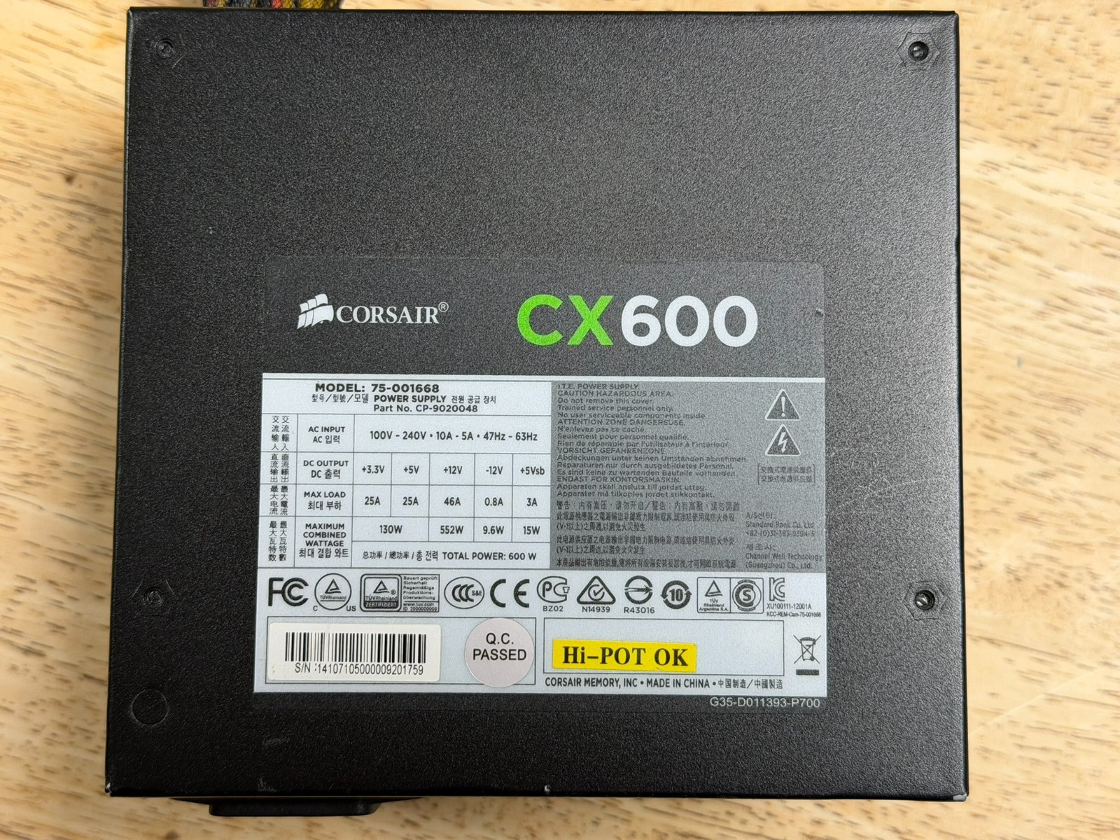 Corsair CX600 600W ATX Power Supply PSU