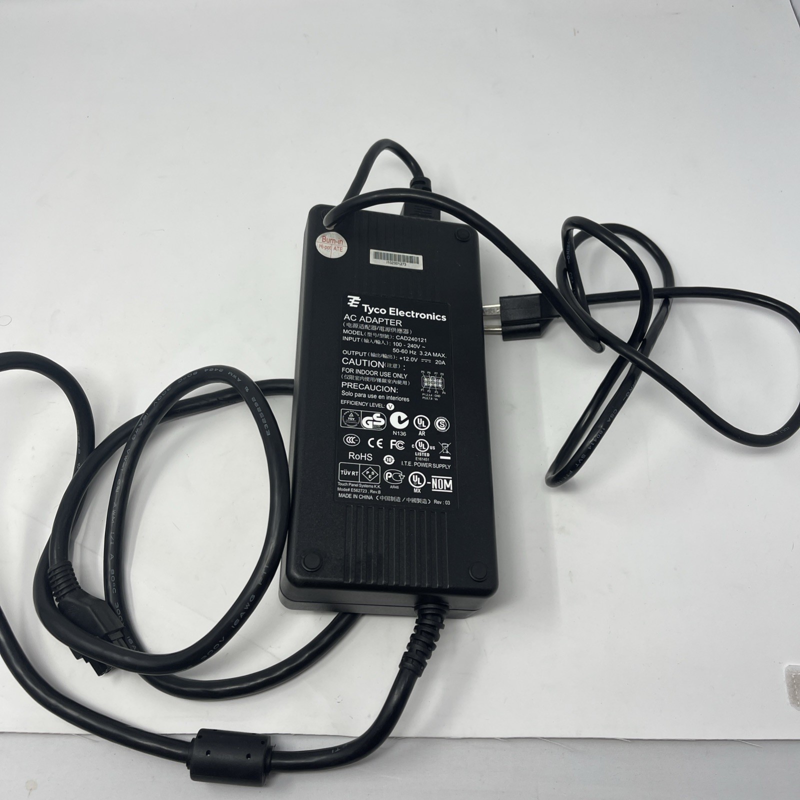 Tyco Electronics CAD240121 Power Supply Adapter 12V 20A 240W ELO ALL-IN-ONE