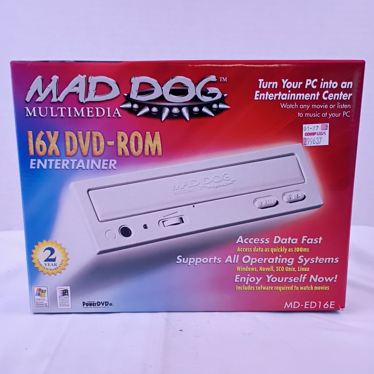 Mad Dog Multimedia Entertainer 16X DVD-Rom Drive MD-ED16E New in Box
