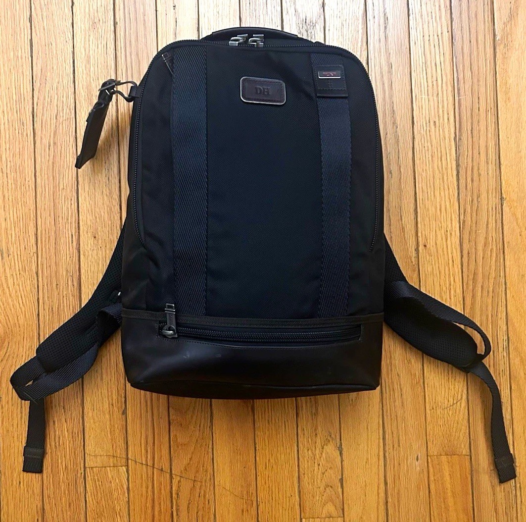 Tumi Alpha Bravo Dover Backpack Hickory 222682HK2 Black Ballistic Nylon Leather