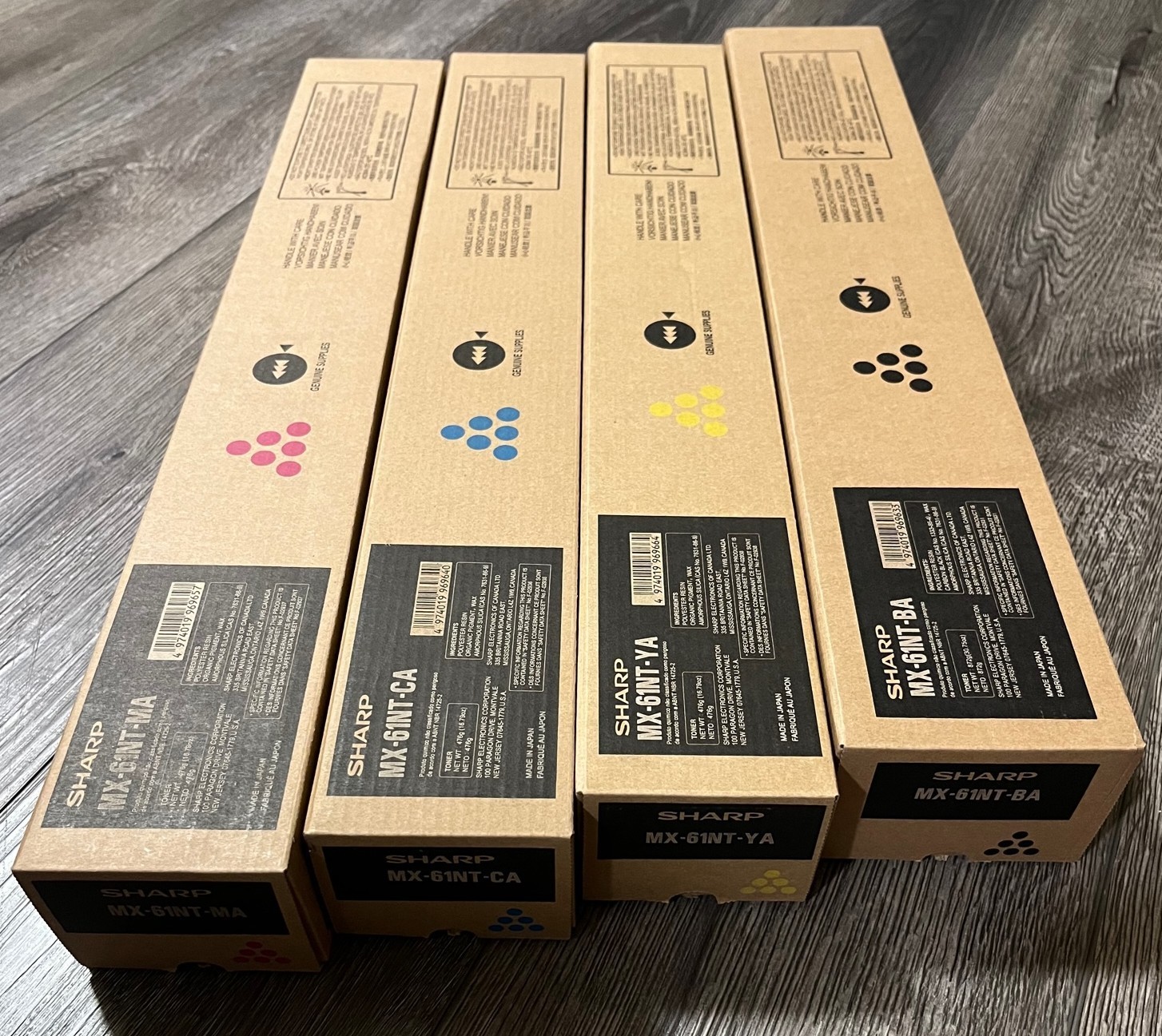 Sharp MX-61NT-CA, MX-61NT-YA, MX-61NT-MA, MX-61NT-BA, CYMK Full Toner Set, NEW