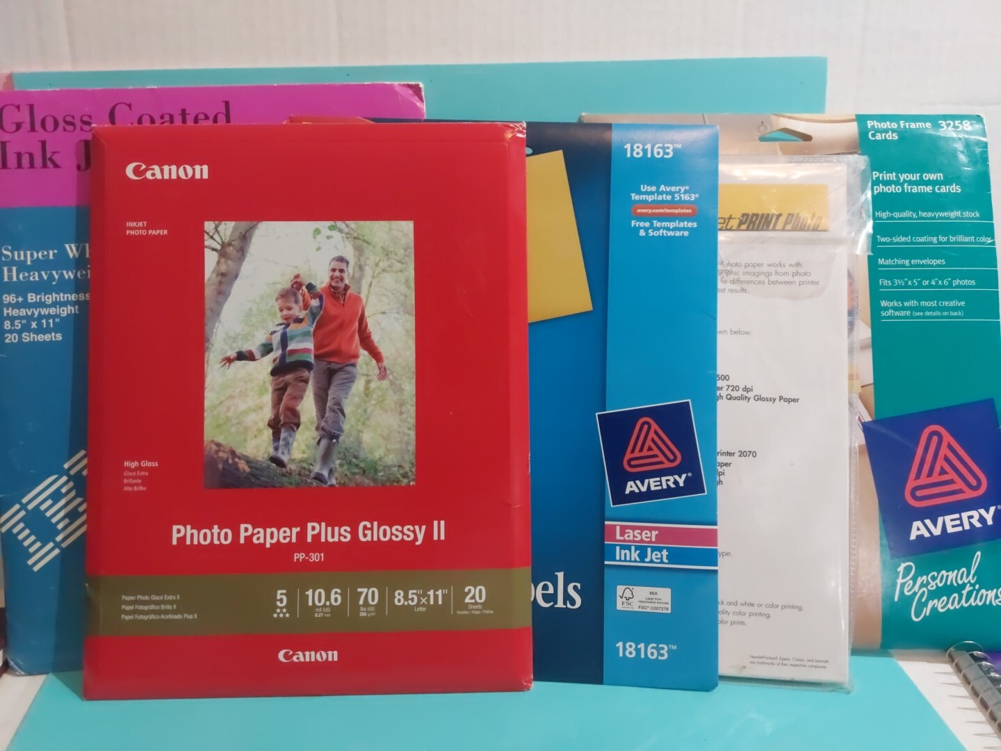 Lot 5 Packs Avery, IBM & Glossy Canon Etc Photo Paper, Cards, Envelopes Mixed 