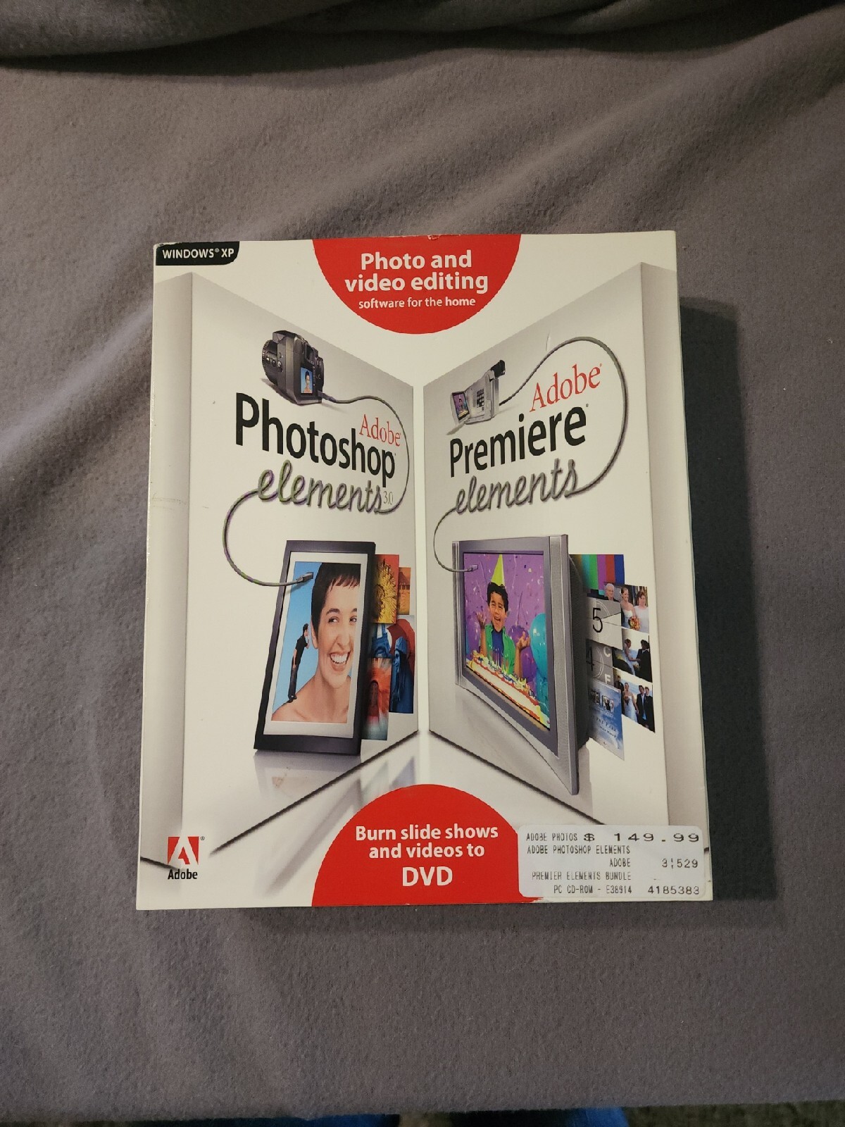 Adobe Photoshop Elements 3.0 plus Adobe Premiere Elements NISP Priority Ship XP