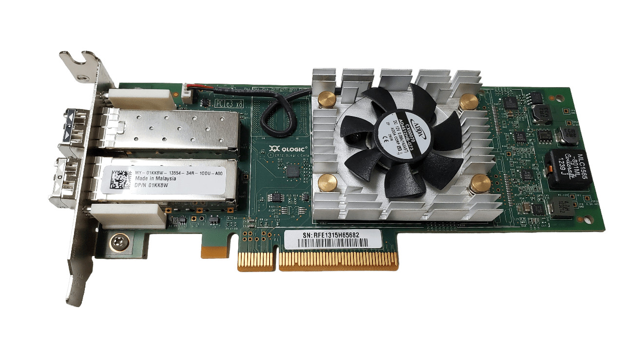 1KK8W Dell Qlogic QLE2662L Dual-Port 16Gb HBA Half Height w/ SFPs