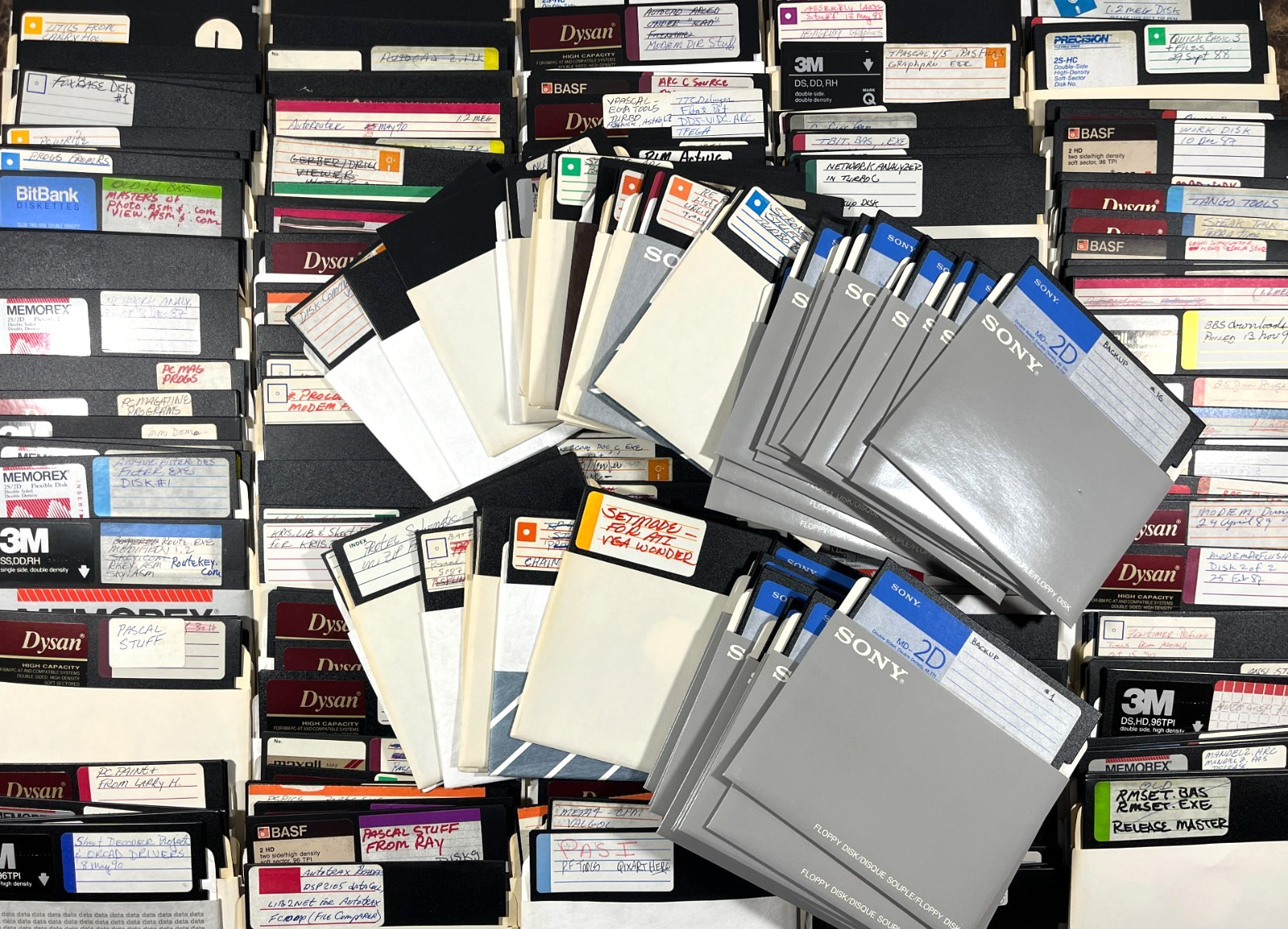 247 Lot 5.25" Floppy Disks Vintage Used Turbo Pascal CAD Data Files IBM PC DOS