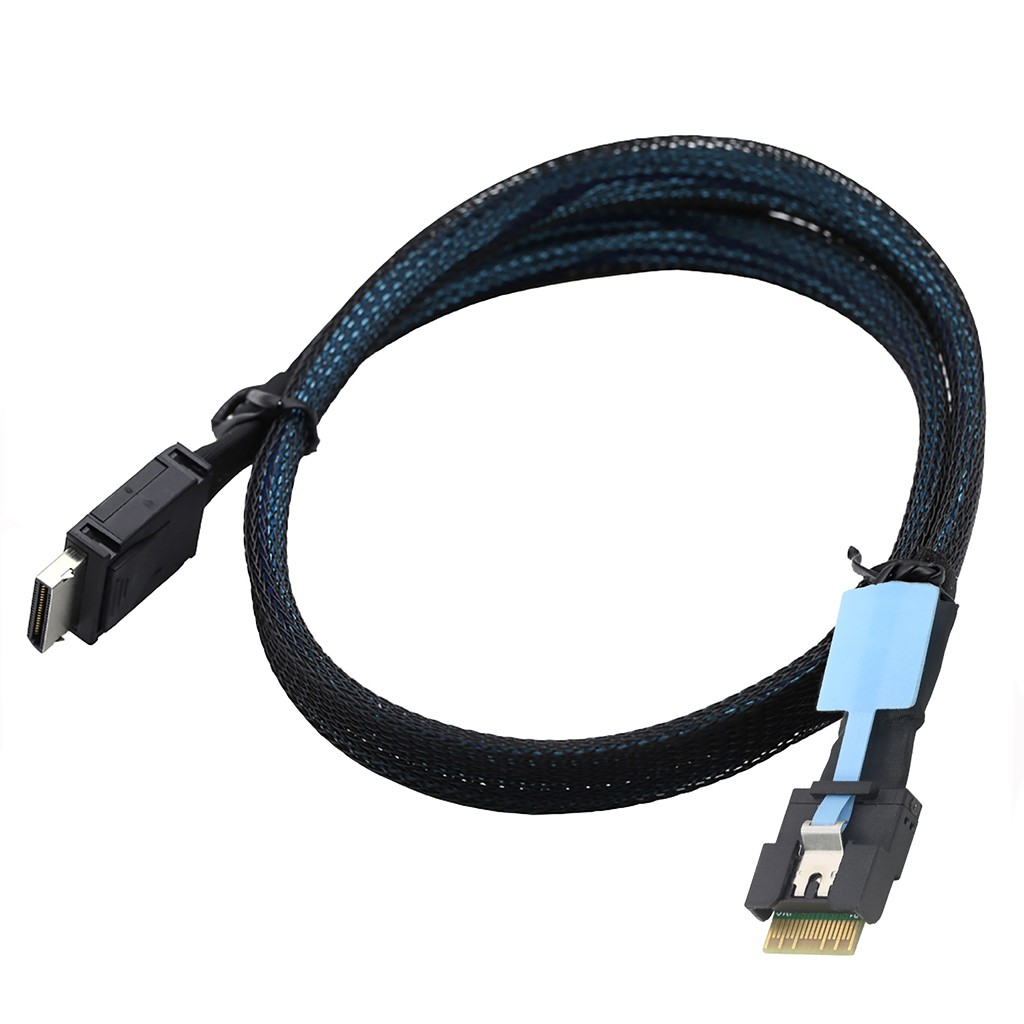 PCIe OCuLink SFF-8611 4I to Slimline SAS SFF-8654 4I Cable, Anti-Misplug Design