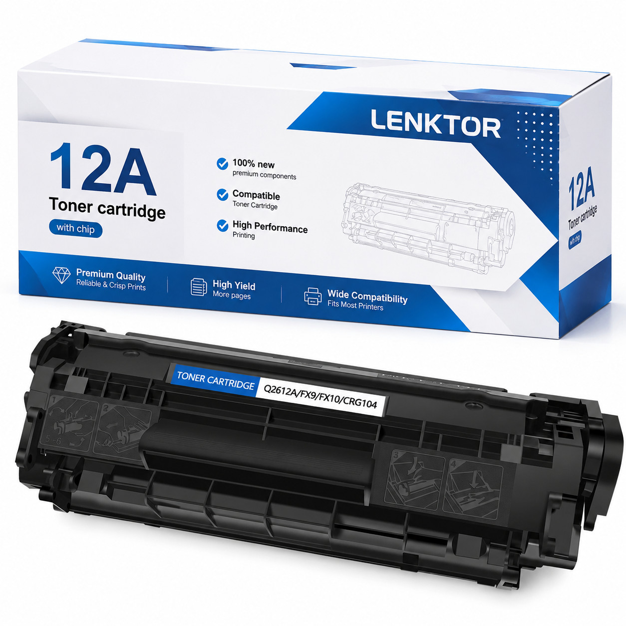 12A Q2612A 1PK BK Toner Cartridge Replacement for LaserJet 1022 3015 3020 3030