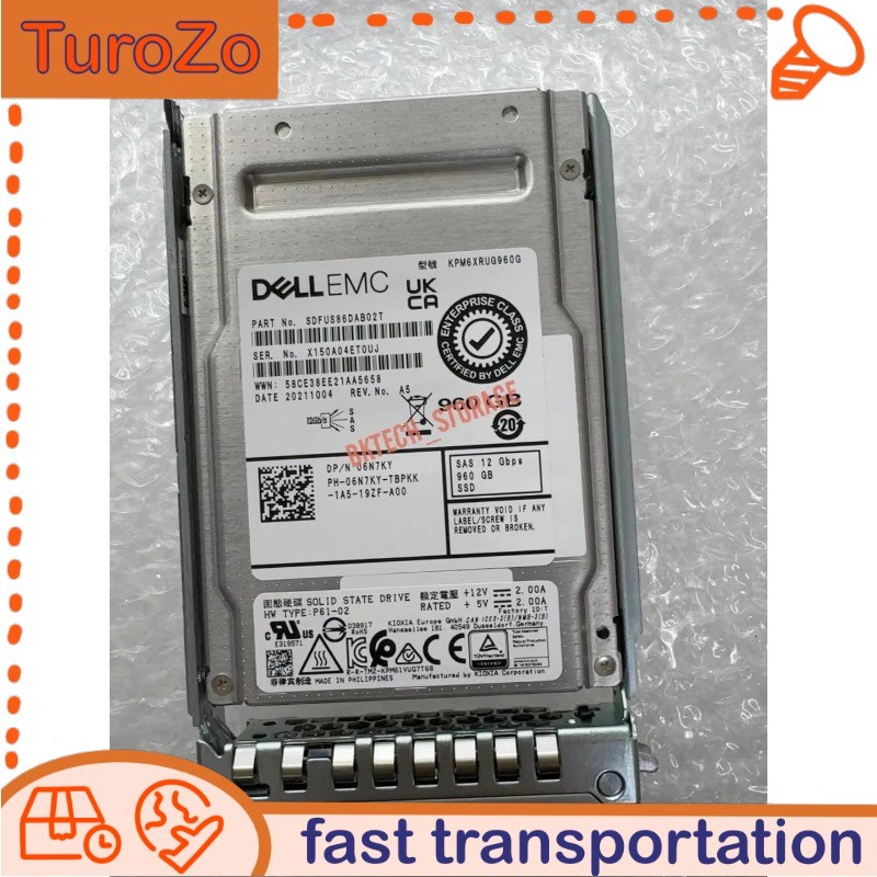 Dell EMC 6N7KY 06N7KY 960GB 12Gbps SAS RI TLC 2.5'' SSD 14/15/16G KIT w/Tray NEW
