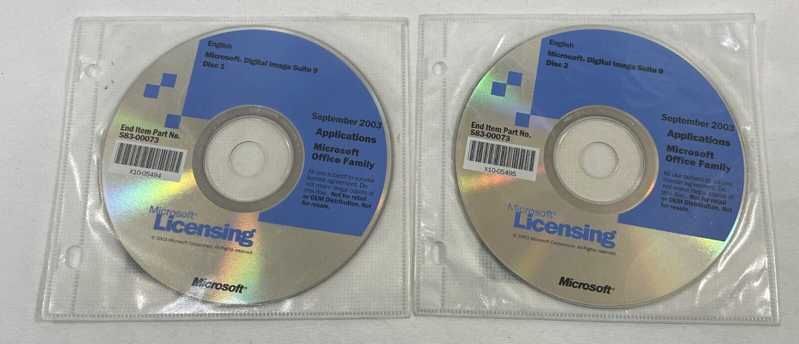 Microsoft Digital Image Suite 9 September 2003 Windows DVD Servers Disc 1 & 2