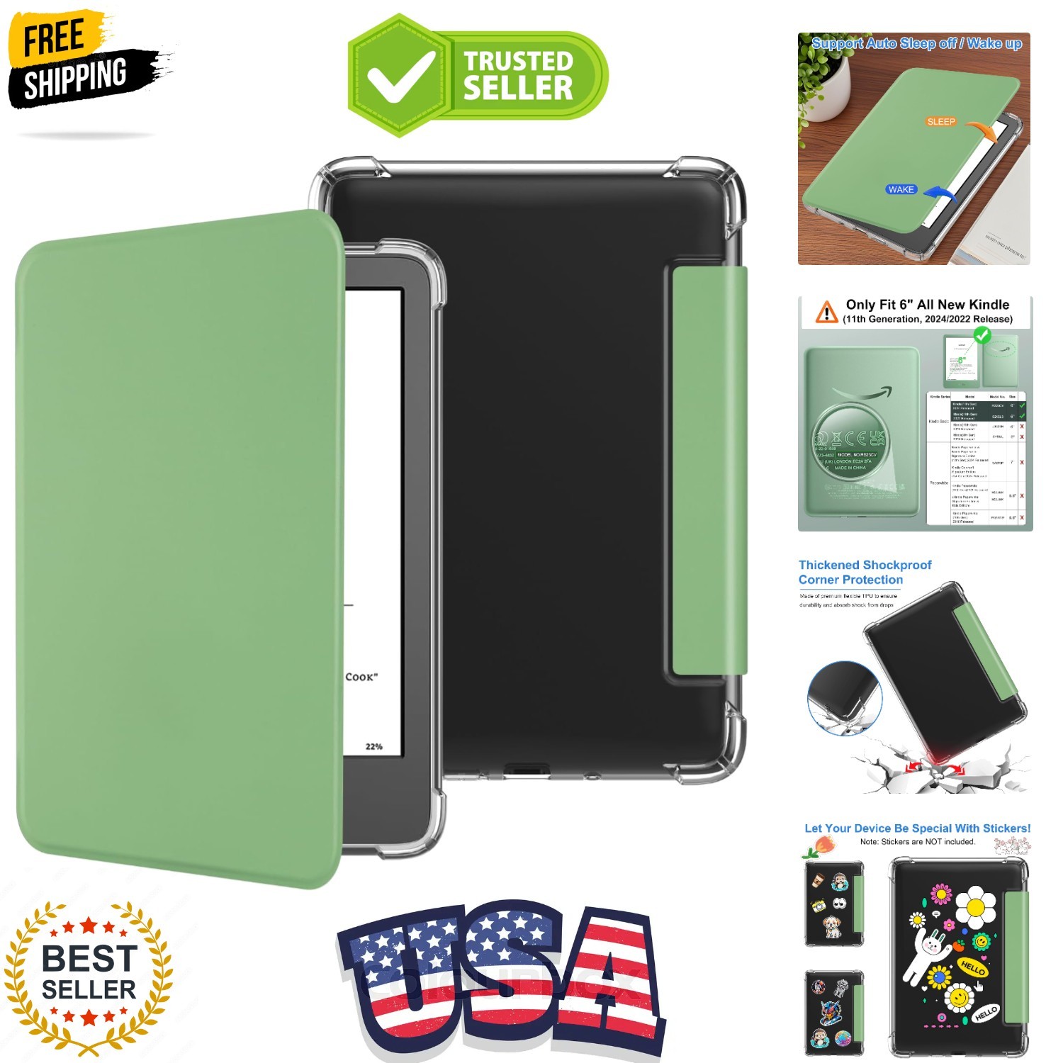 Case for 6" Kindle 11th Generation-2024/2022 Release, Ultra Clear Soft Flexib...