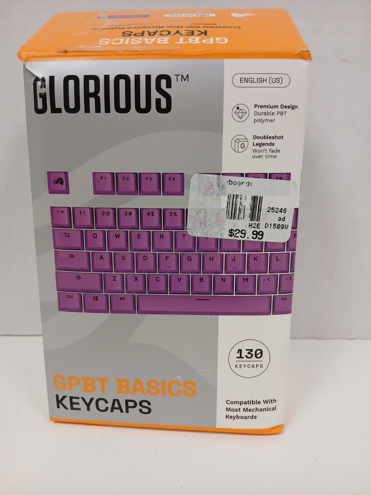 Glorious GPBT Basics Doubleshot PBT Purple Keycaps - 130 Count