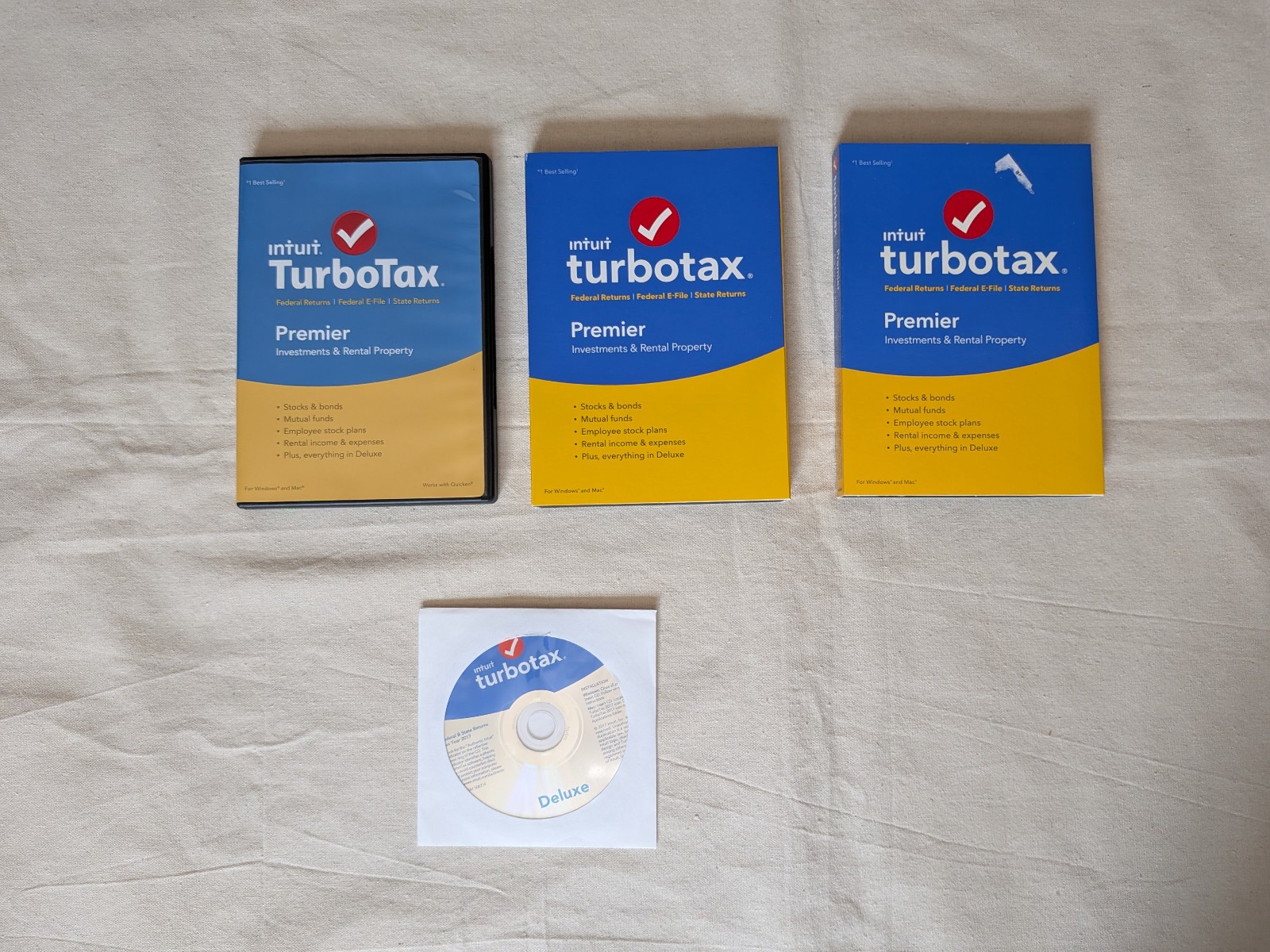 Intuit TurboTax 2015 2016 2017 Premier Deluxe Windows Tax Software CD's