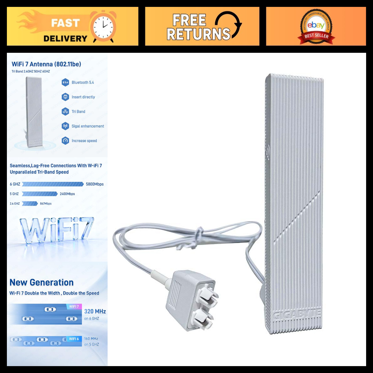 WiFi 7 Motherboard Magnetic Antenna, New Interface for Enhanced Connectivity