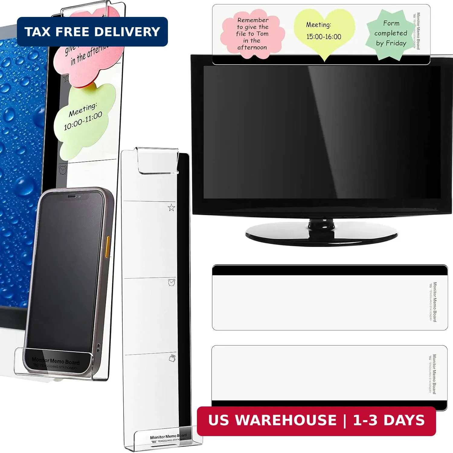4 Pieces Computer Monitor Message Memo Board Transparent Message Panel Monitor S