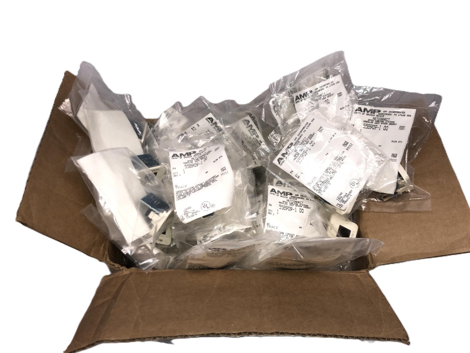 (Lot of 85) AMP NetConnect Cat5 8-Wire RJ45 Modular Jack / Almond / 558909-1