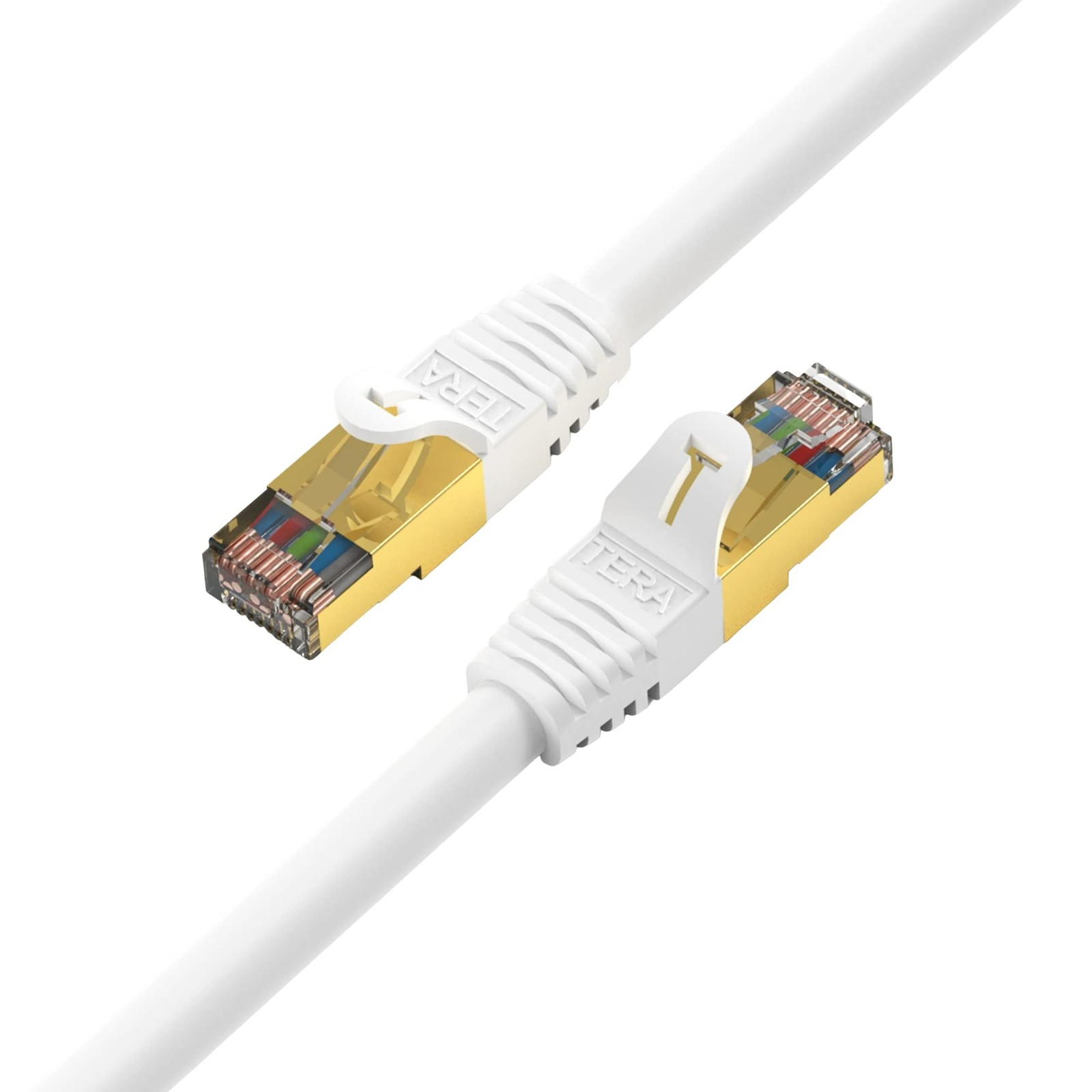 75 ft White Premium CAT7 Double Shielded 10 Gigabit 600MHz Ethernet Cable