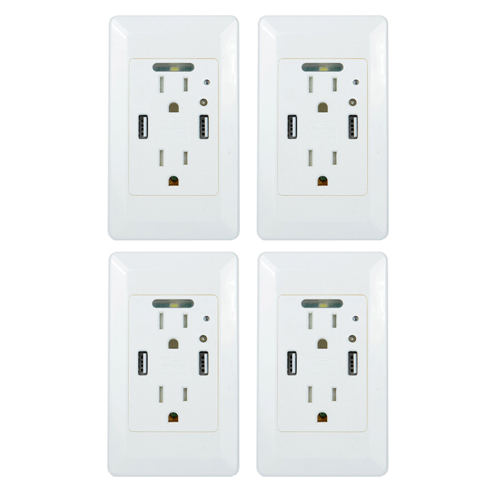 4PK US Standard Dual USB Socket Plug Wall Charger White 4.2A High Speed Outlet