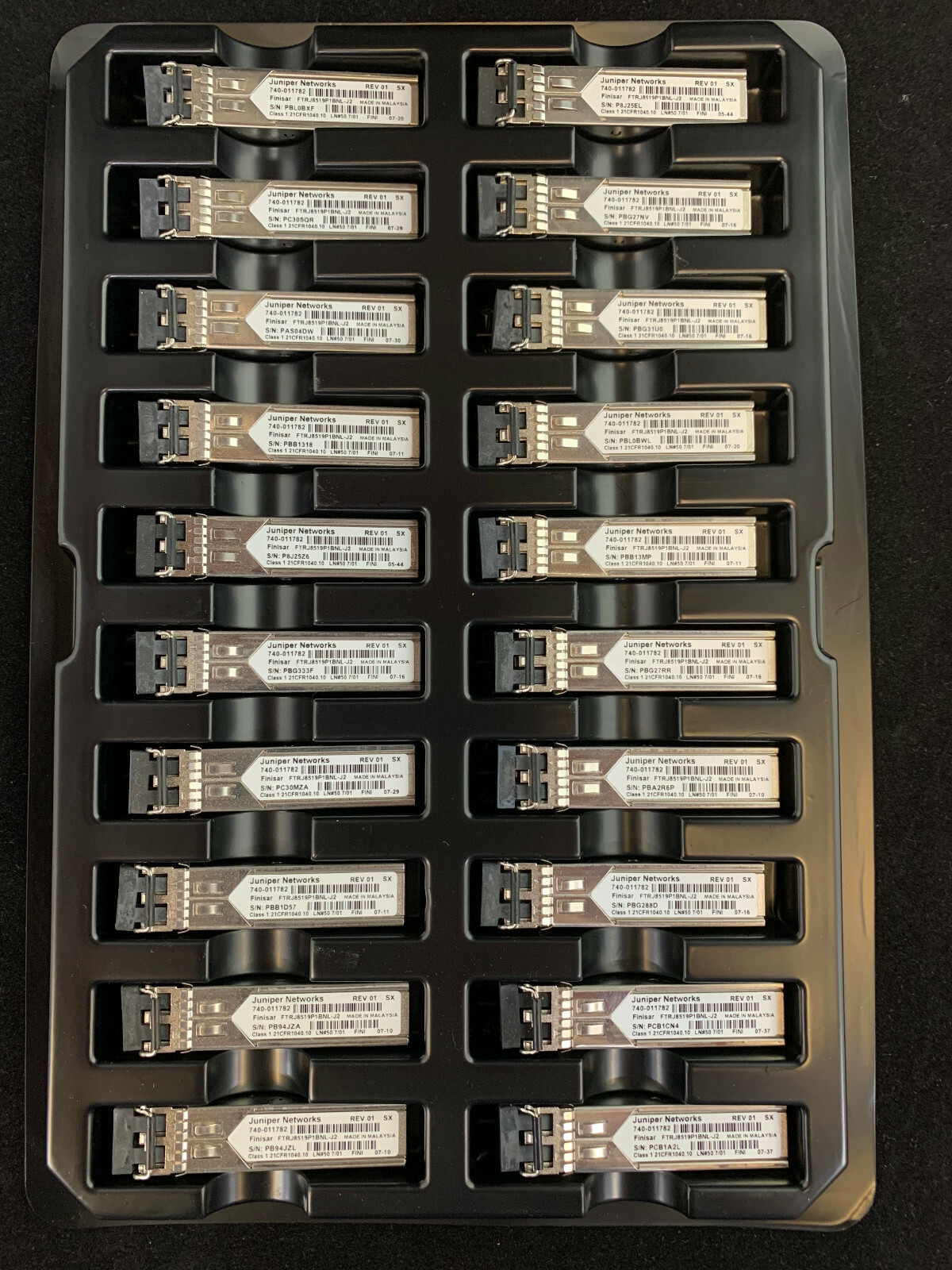 Lot of 18 JUNIPER 740-011782  FTRJ8519P1BNL-J2 FINISAR EX-SFP-1GE-SX 1000BASE-SX