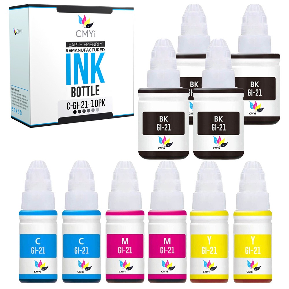 10-PK CMYi Compatible Canon GI21 Ink Bottles for Canon PIXMA G3260 G3270 G3290