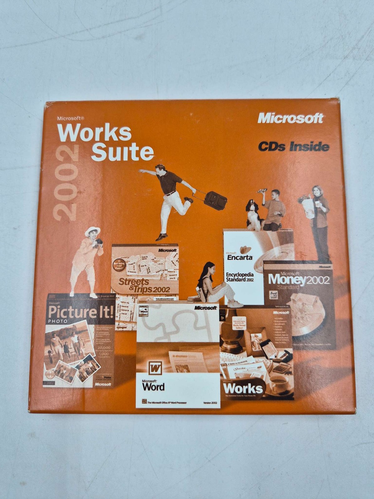 Microsoft Works Suite 2002 CD ROM Software Bundle Windows Office Encarta Used