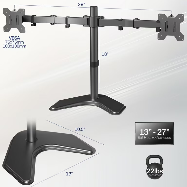 Brand New VIVO Black Dual Monitor Articulating Desk Stand Mount, Fits up to 27"