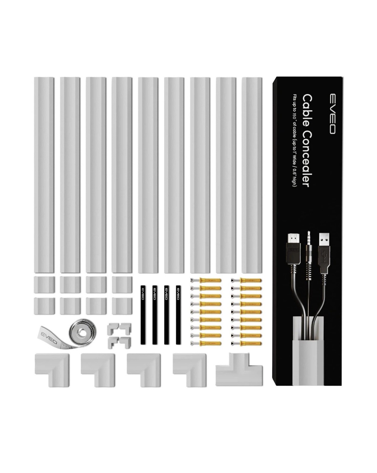 153” Cable Concealer - Cord Cover Wall - Paintable Cord Hider , Wire hiders f...