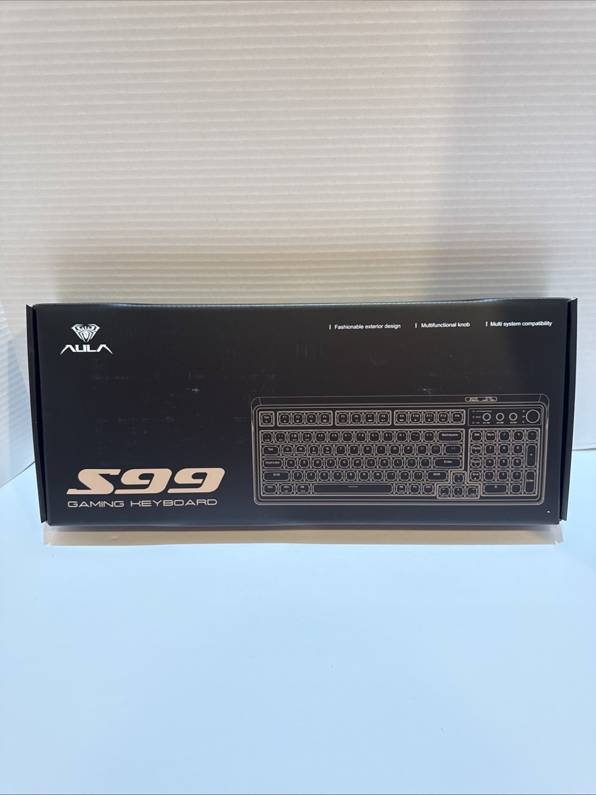 AULA S99-Key Tri-Mode Lite Cream RGB Gaming Keyboard, Backlit, Numpad & Knob 