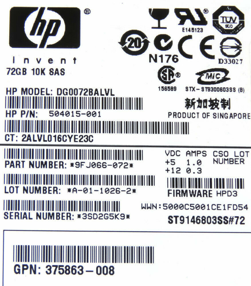 HP 72GB 10K SAS 2.5