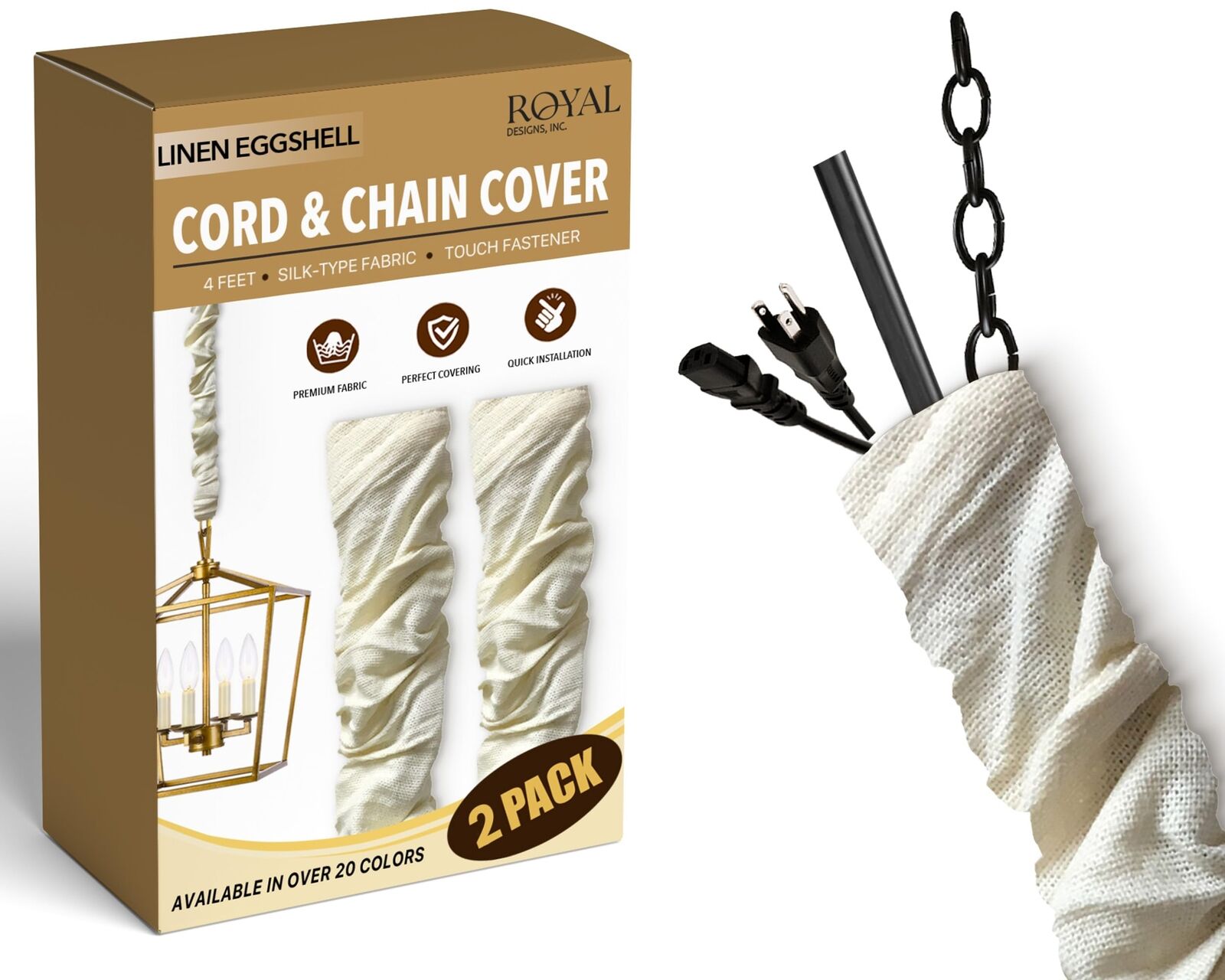RDI Cord & Chain Cover 4 feet Silk Type Fabric, Chandelier Pendant Lighting C...