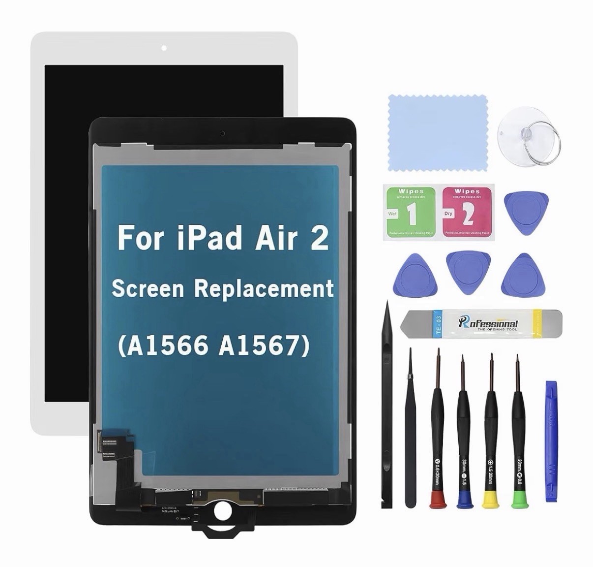 White Touch Screen Digitizer Glass LCD Screen Display for iPad Air 2 A1566 A1567