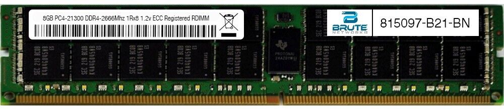 815097-B21 - HP Compatible 8GB PC4-21300 DDR4-2666Mhz 1Rx8 1.2v ECC RDIMM