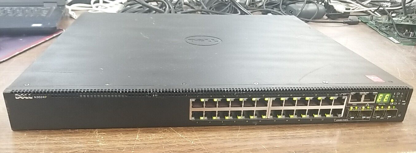 Dell NETWORKING N3024P 24-Port Network Switch W/ (×1) P.S.U.