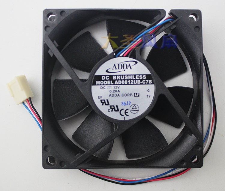 New For ADDA AD0812UB-C7B 12V 0.20A 8CM Axial Cooling Fan 80 * 80 * 20mm
