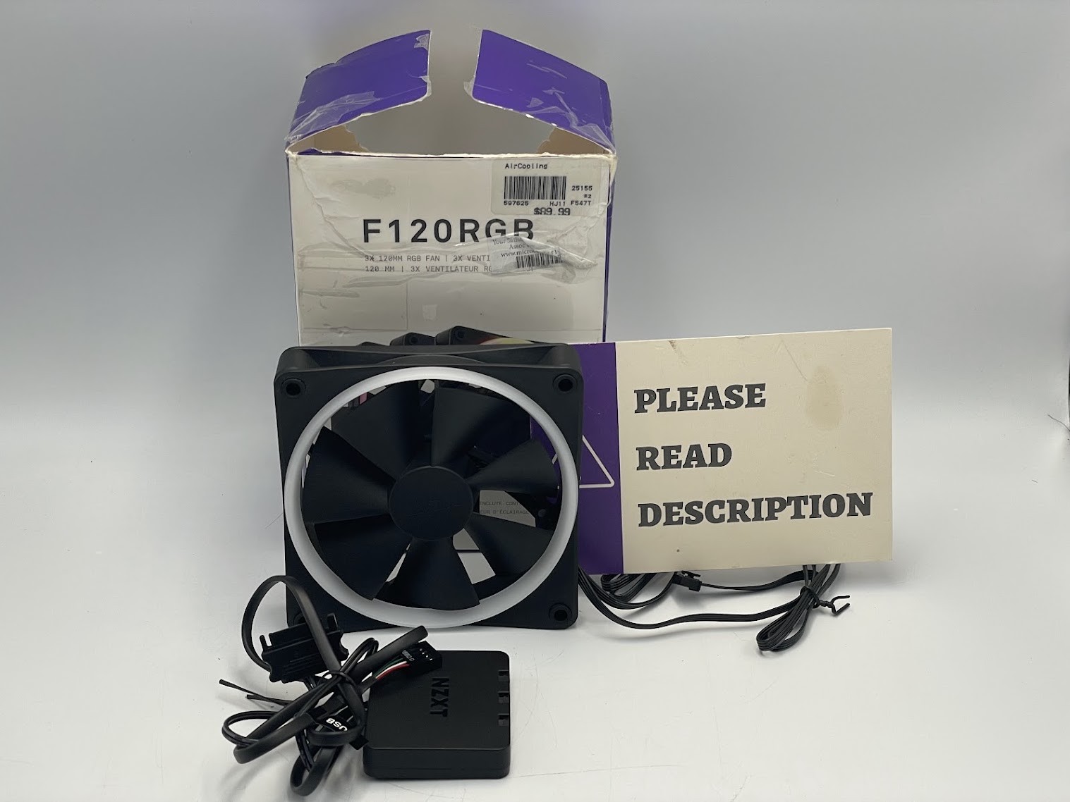 NZXT F120 RGB Fluid Dynamic Bearing 120mm Case Fan - Black 3 Pack