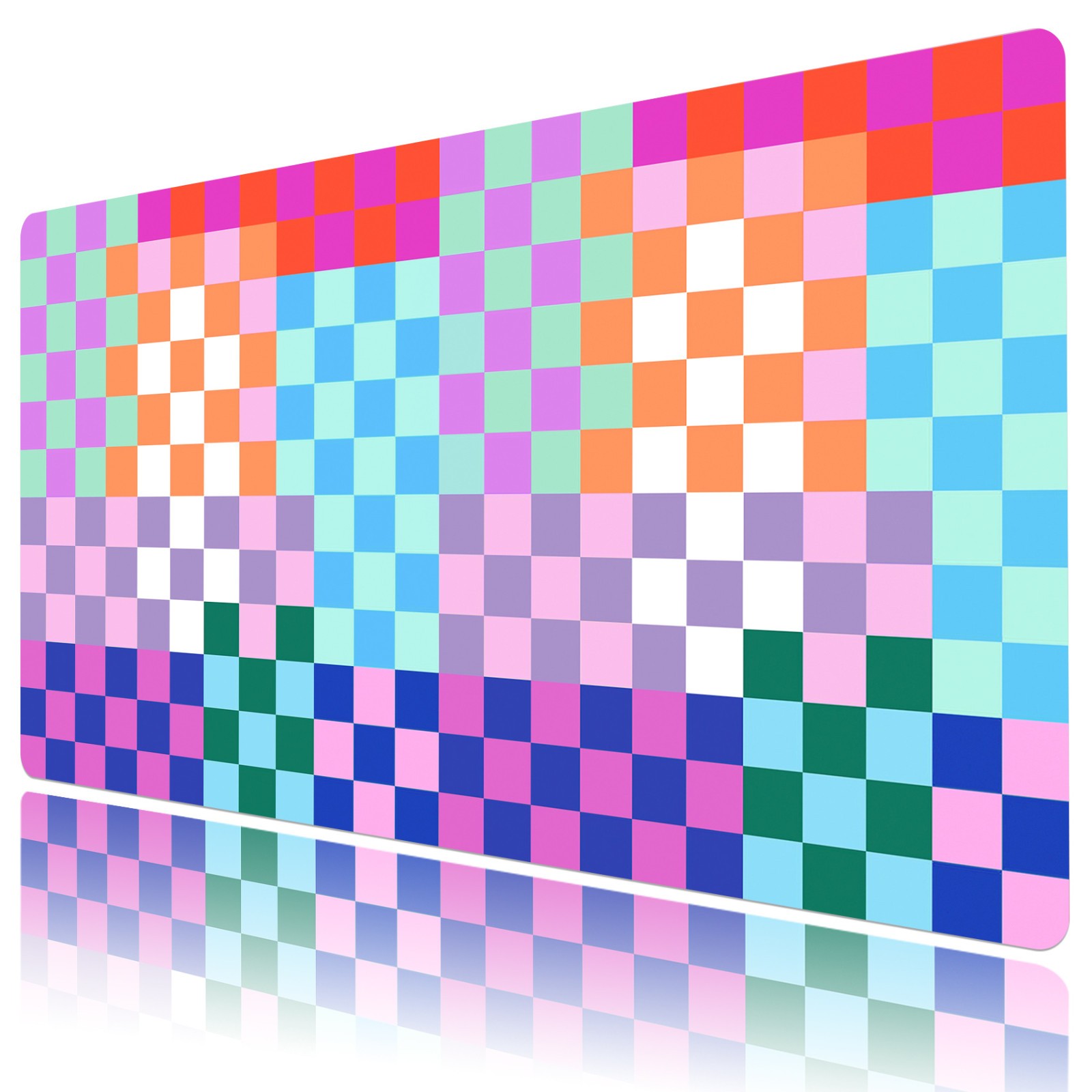 Colorful Pastel Checkerboard Mouse Desk Pad for Keyboard Desk Mat 31.5x15.7 inch