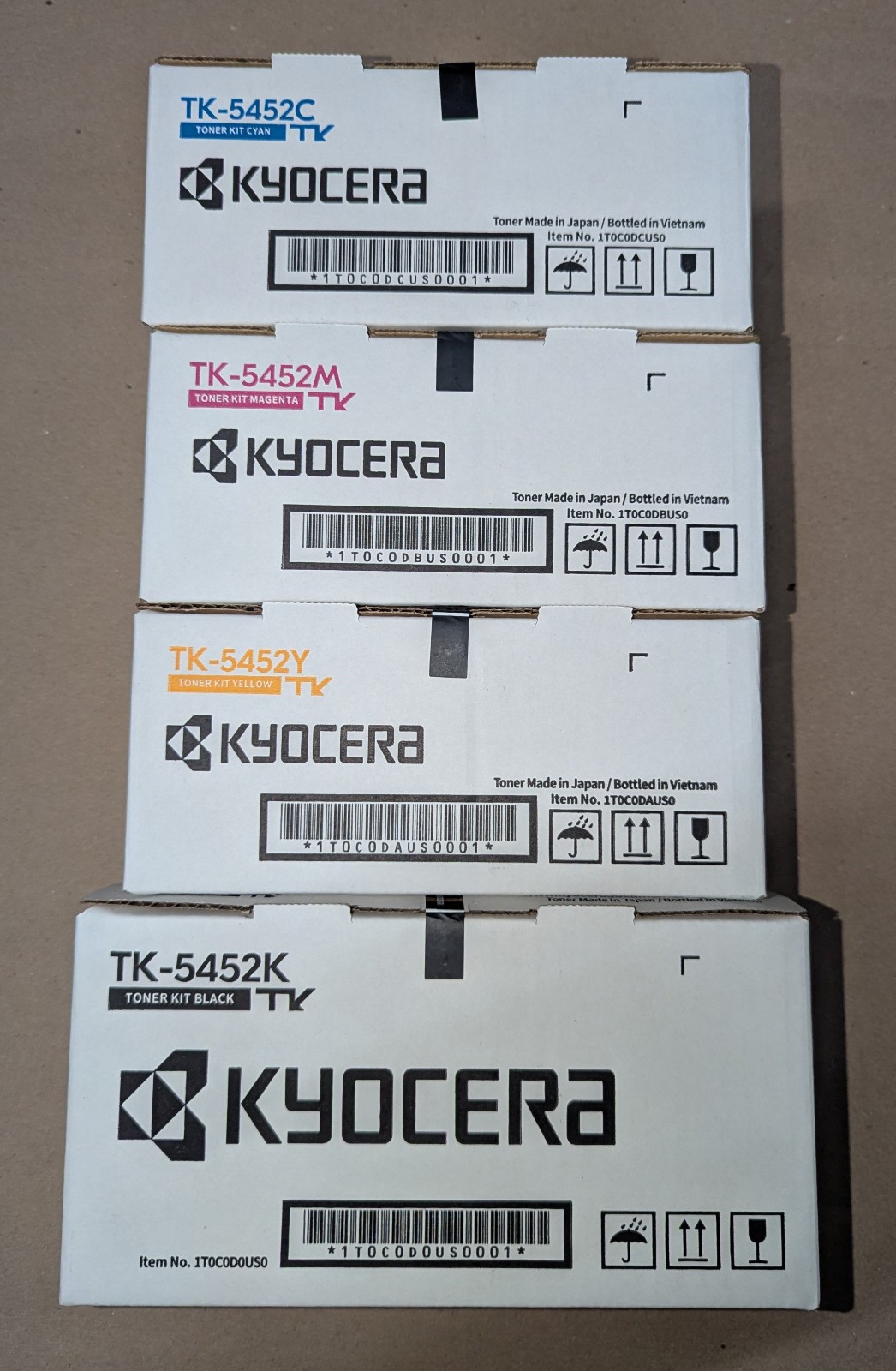 Genuine Set of 4 Kyocera  TK5452 CMYK  Toner Cartridges ECOSYS MA2600cwfx/cwx