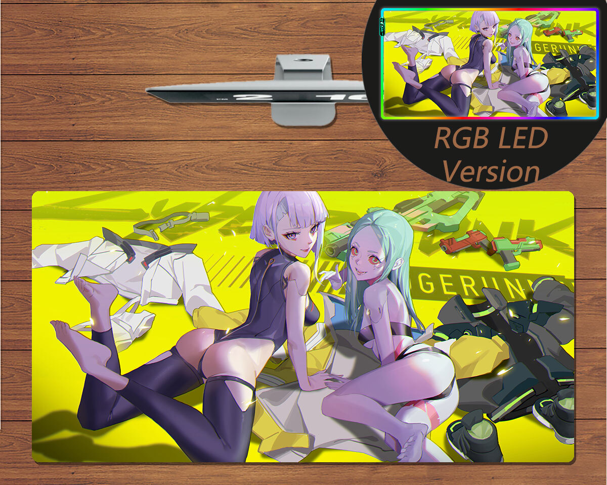 RGB LED Large Mouse Pad Cyberpunk Edgerunners Lucy Rebecca Gaming Mat Mousepad