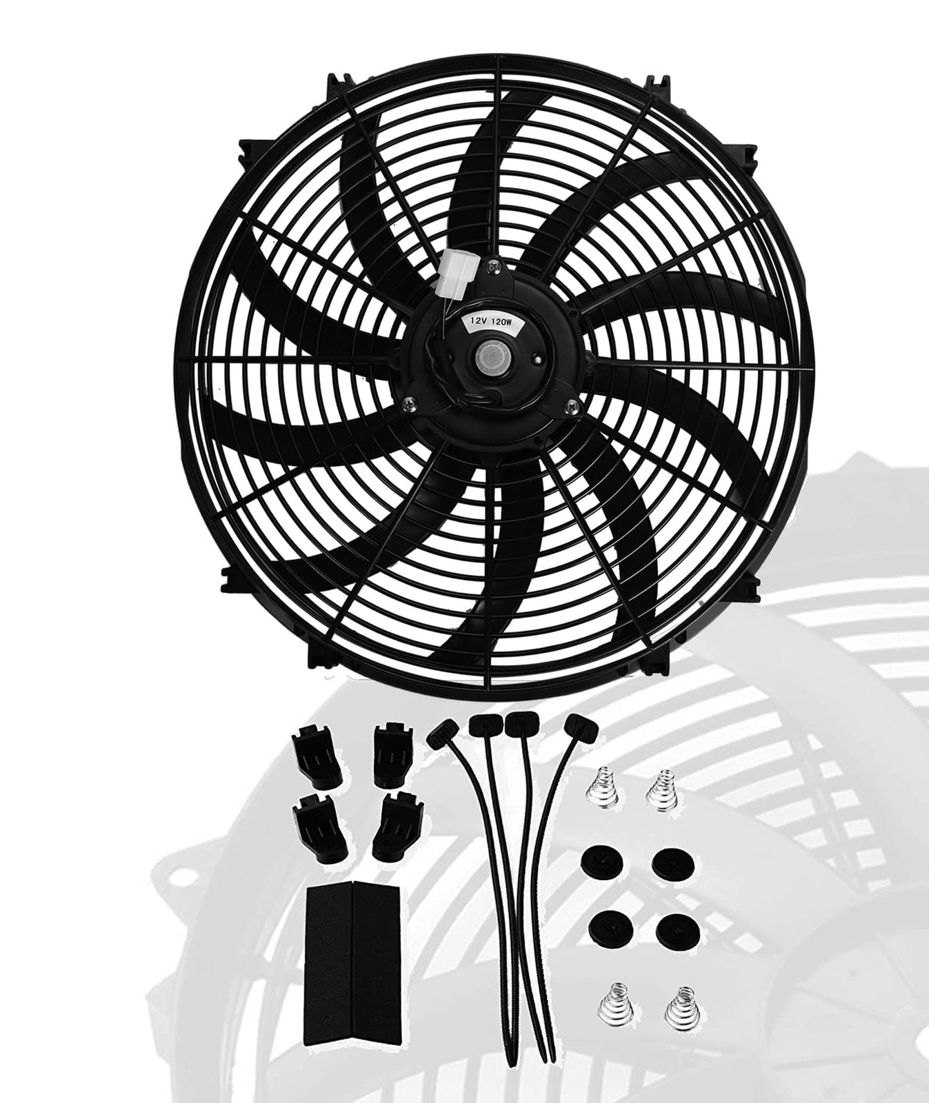 16" inch Universal Slim Fan Push Pull Electric Radiator Cooling 12V Mount Kit