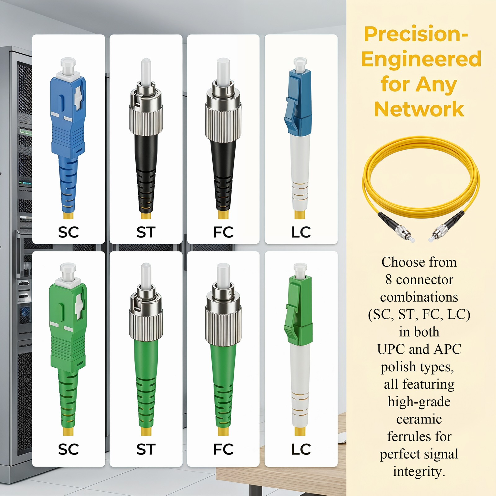 APC/FC to UPC/ FC Simplex Single Mode Fiber Optic Patch Cable 2PCS 20M