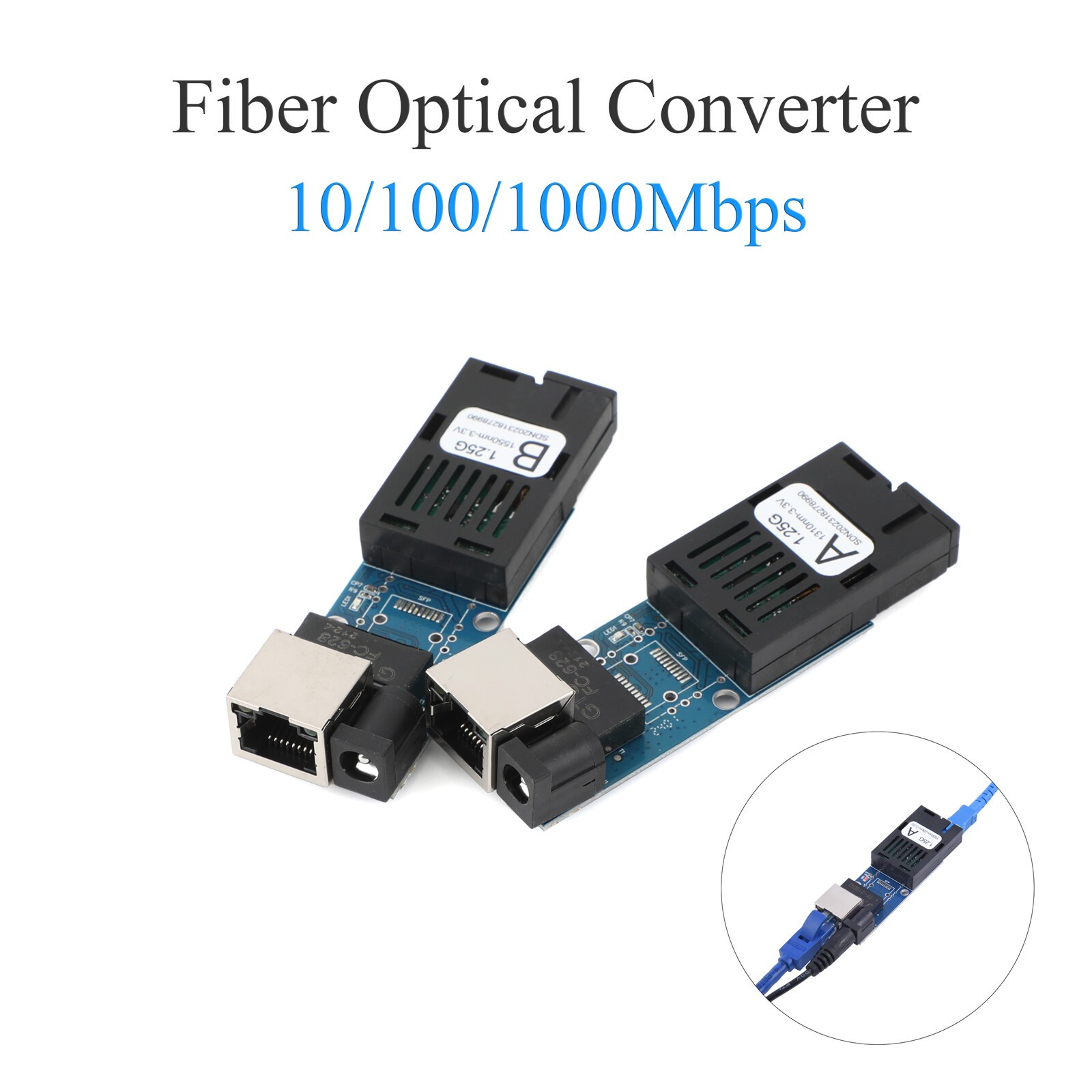 A Pair Gigabit Fiber Optical Media Converter 10/100/1000Mbps Singlemode SC 3Km