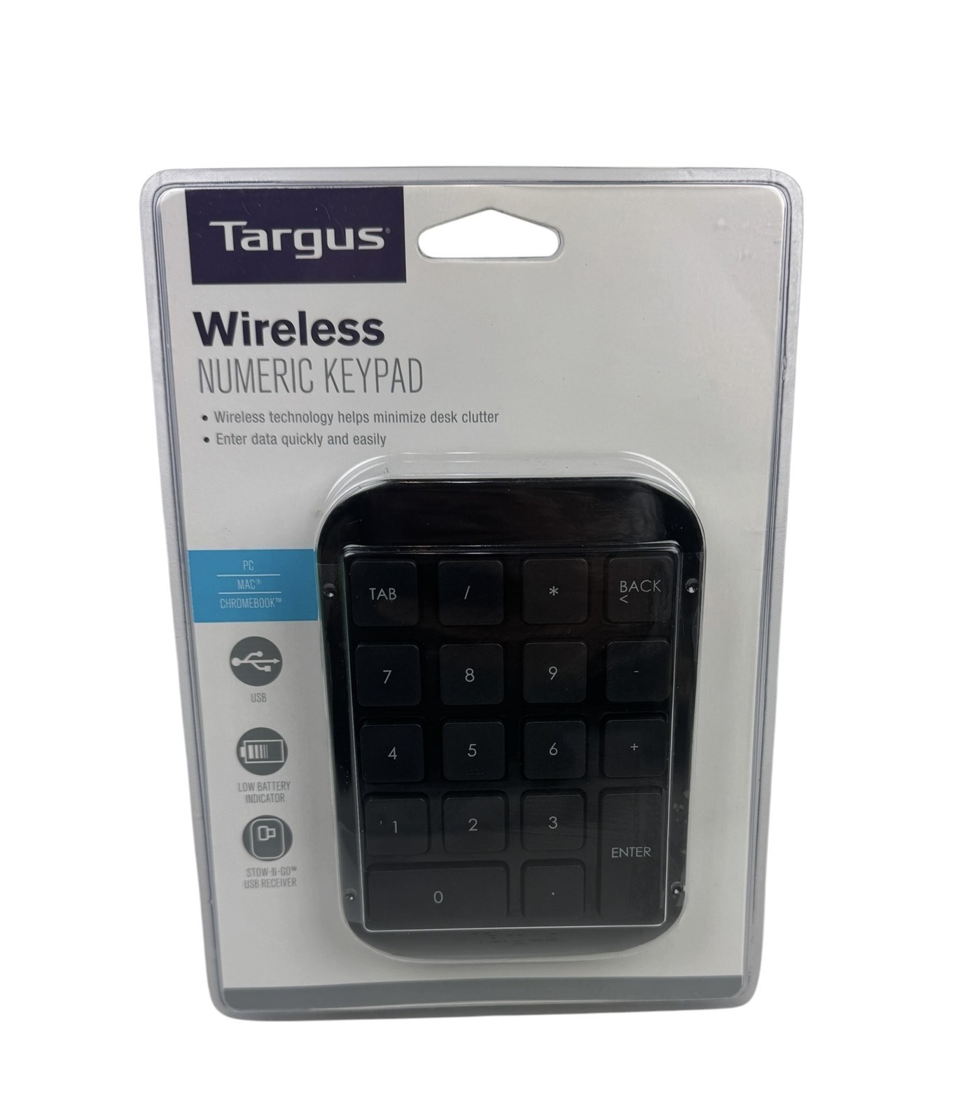 Targus Wireless Numeric Keypad USB Receiver PC Mac Chromebook New Sealed