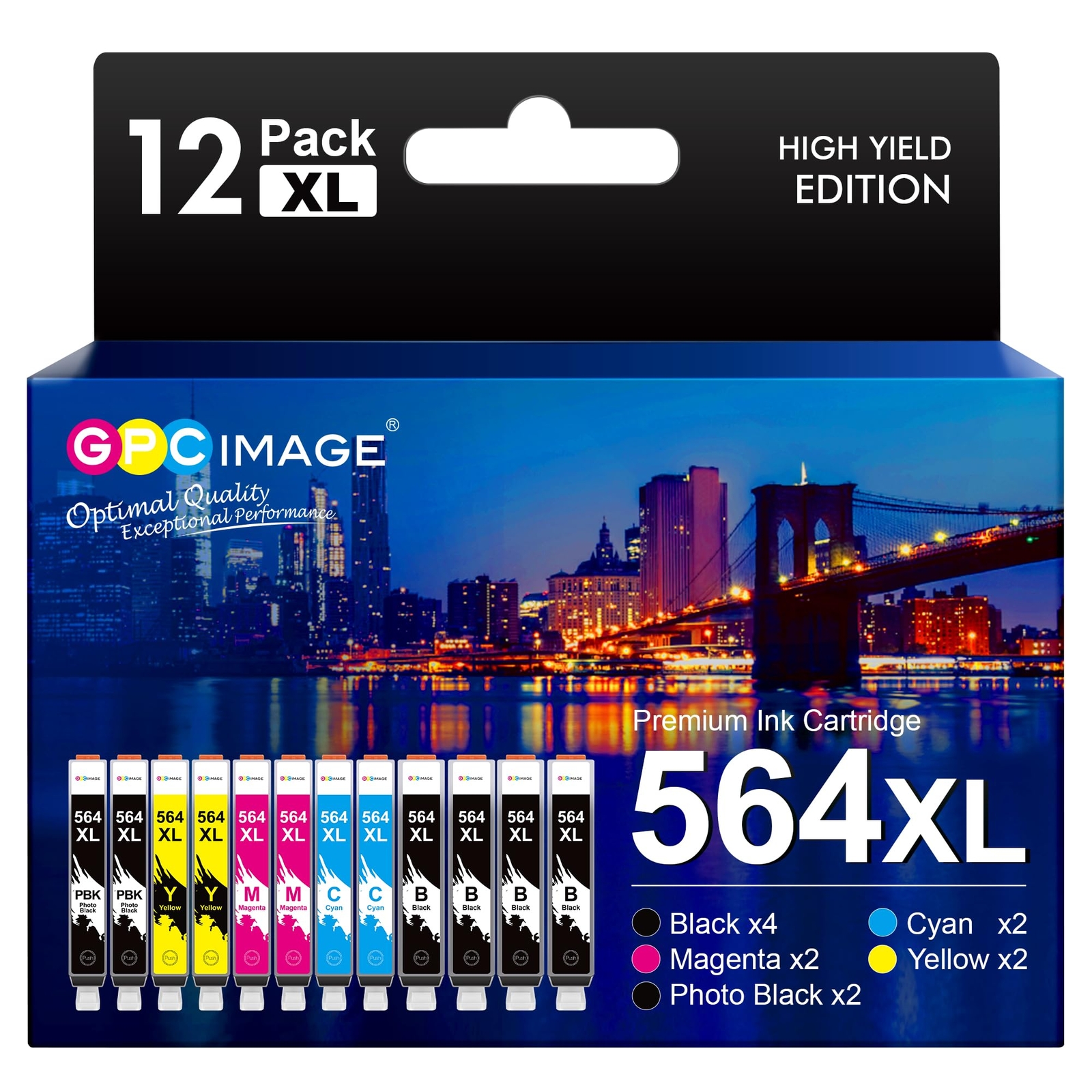 12 Pack 564XL Ink Cartridges Compatible for HP Printers Black Color Photo Ink