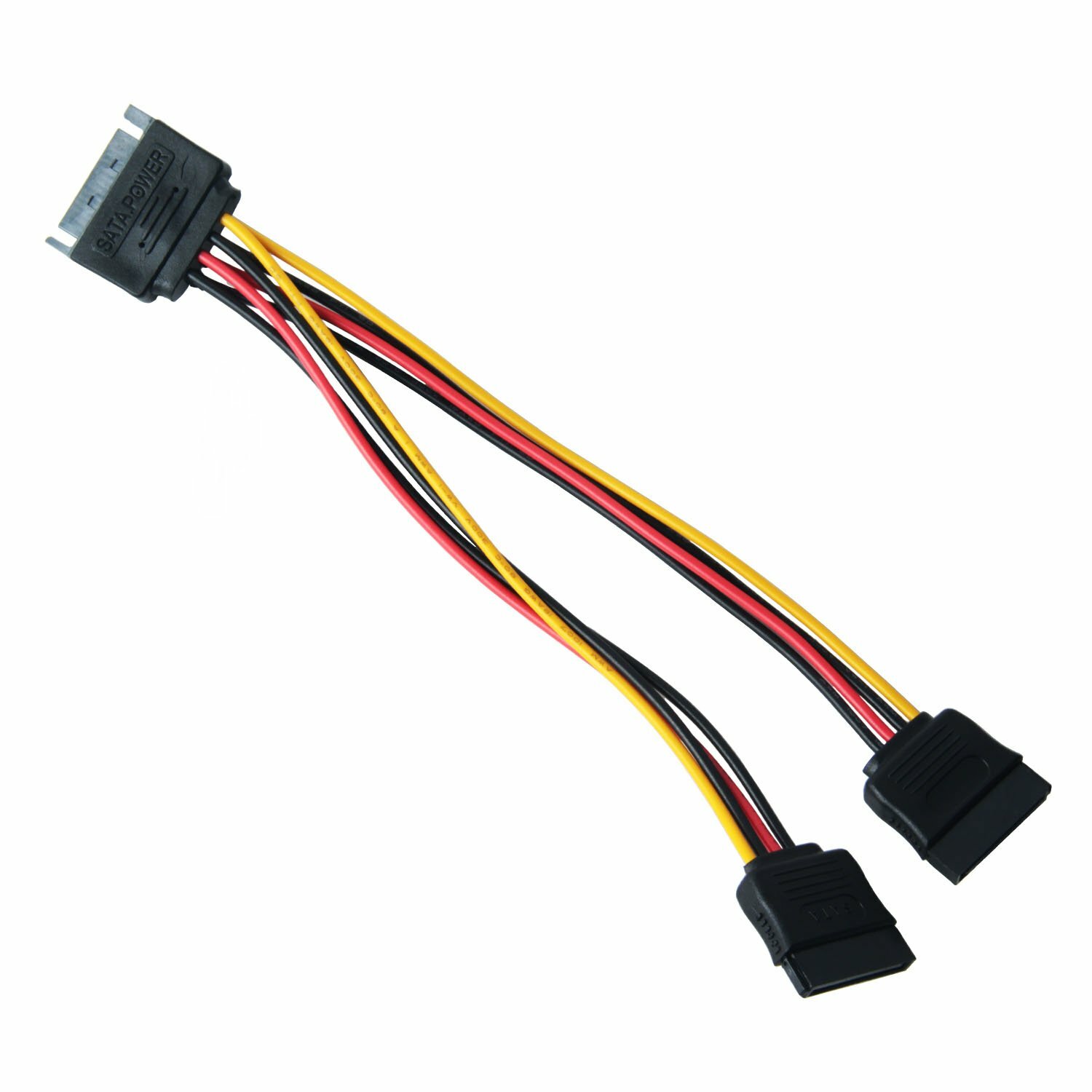SATA power splitter cable adapter SATA power Y one male to 2 female connectors.