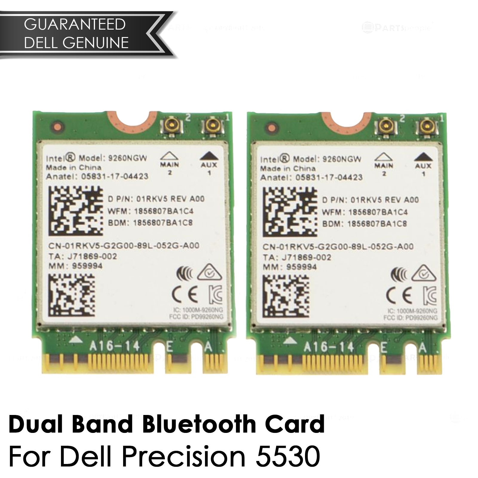 Lot 2 Dell Precision 5530 Wireless-AC 9260 Wi-fi Dual Band Bluetooth Card 1RKV5