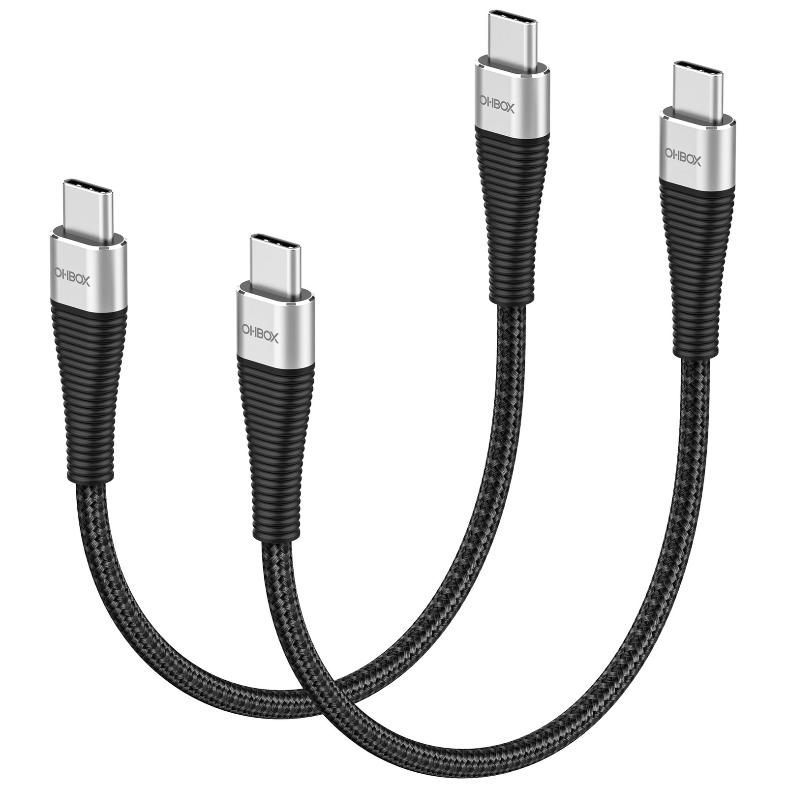 USB C to C Cable (2Pack 1FT, 100W) Short C 1 ft - 2 Pack, Black 